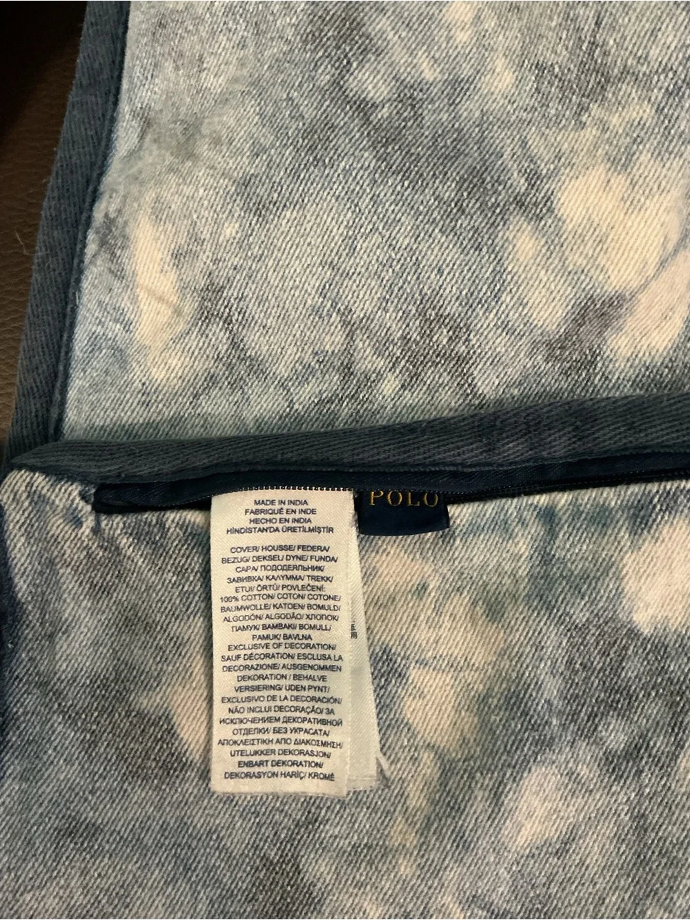 Polo by Ralph Lauren Blue and Cream Velvet Tie-Dye Accent Pillow
